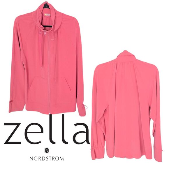 Zella Coral Color Long Sleeve Zip Up Lightweight Athletic Jacket Size Medium - Picture 5 of 5